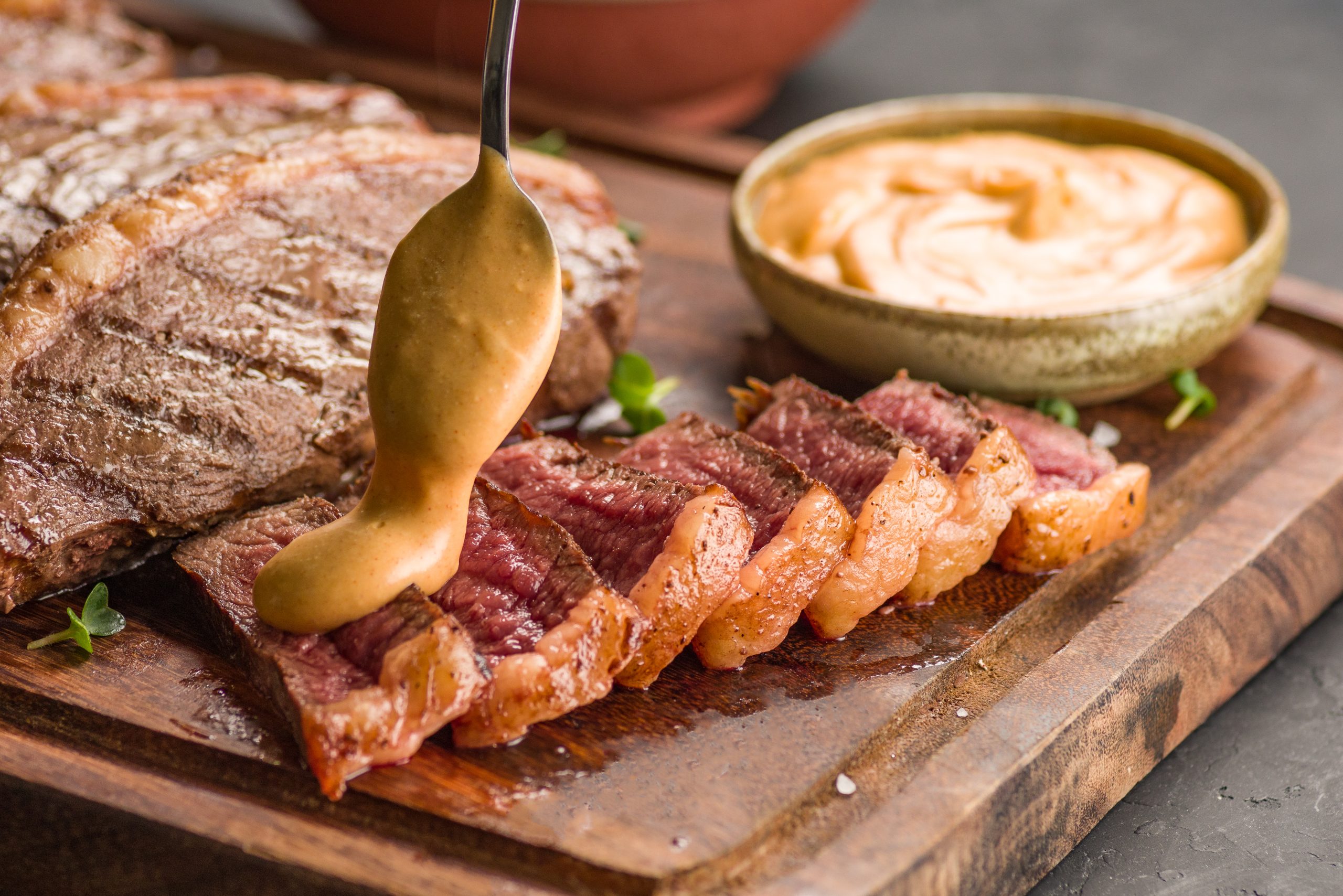 Rump Cap steak in creamy paprika sauce