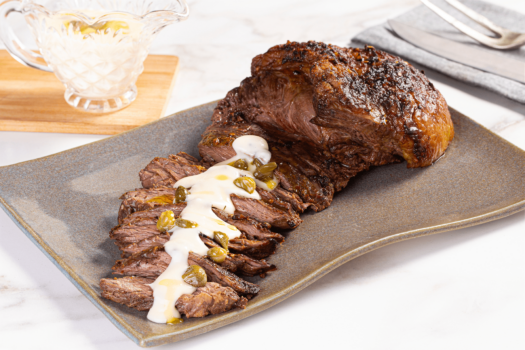 Recipe for Thin Skirt Steak with Green Wine and Creamy Capers Sauce